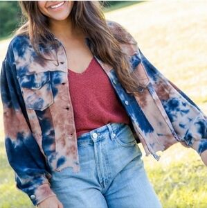 NATURAL LIFE XS/S Tie Dye Trucker Silhouette Cotton Jacket, Sweatshirt Material